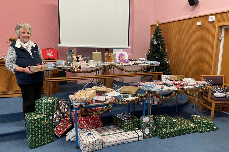 In total 186 wrapped gifts of all shapes and size were taken from Boyton Chapel to the Launceston Foodbank
