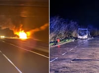 Launceston firefighters battle A30 motorhome blaze
