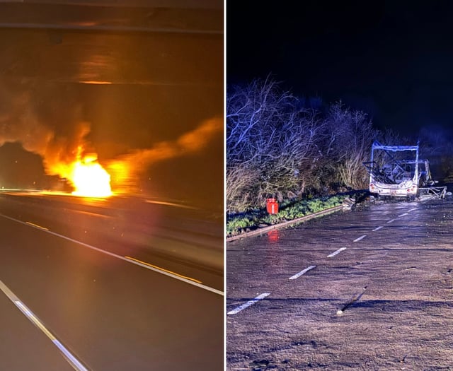 Launceston firefighters battle A30 motorhome blaze