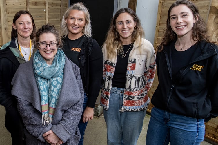 Pictured (left to right): Jade Jackson, Cornwall Council, Cllr Thaila Marrington, Cornwall Council’s Portfolio Holder for Community Safety and Public Health, Kate Moss, Head of Specialist Support Services at Harbour Housing, Laura Ball, Domestic Abuse and Sexual Violence Strategy Manager, Cornwall Council and Charlotte Cowen, Wellbeing Navigator, Harbour Housing