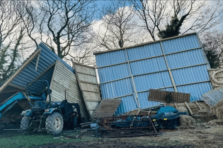 The wreckage of a barn at Little Margate Equestrian (Picture: Little Margate Equestrian)