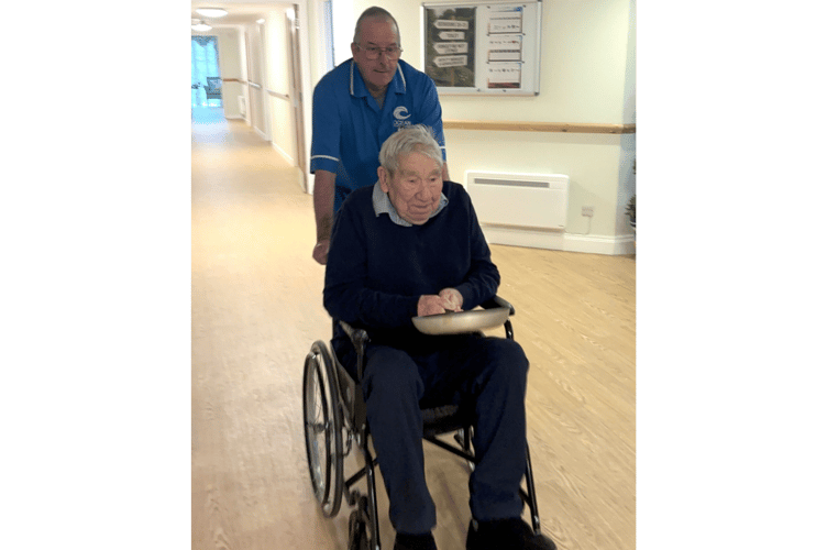 Resident Andy O'Brien was the winner of the 'pancake day race' (Picture: Camelot Care)