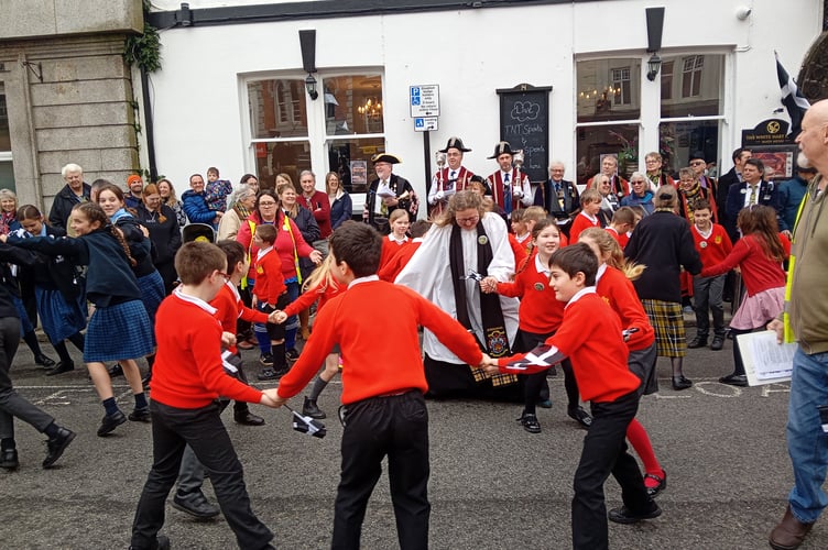 Mayor's chaplain Rev Jess Lancaster couldn't resist joining pupils for one of the dances