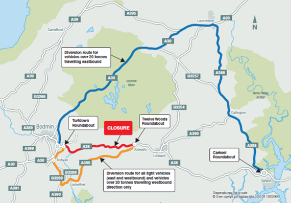 National Highways have outlined the diversion routes in this graphic
