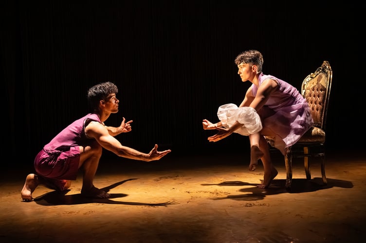 Production photos of âWe Calibanâ by Shobana Jeyasingh Dance at Dance East. Â© 2025 Foteini Christofilopoulou.