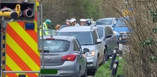 Three-vehicle collision blocks A388 near Hatt