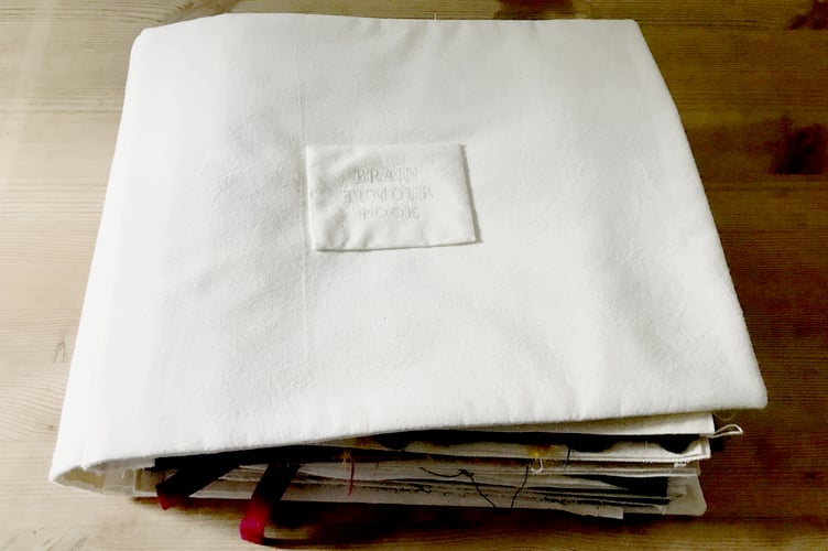 Leah Jensen, 35, documented her health journey in a stitched fabric journal that she's now due to exhibit - The show is called 'Brain Tumour Book - Artist Leah Jensenâs Journey Through Cancer Diagnosis to Treatment. //  A woman who put her headaches down to "tiredness" was diagnosed with brain cancer - after she forgot how to talk.  Leah Jensen, 35, had always struggled with headaches and a bad memory, but didn't think much of her symptoms.  In 2020, the sculptor and ceramicist suffered a migraine while working a shift at a South East London pub, before she began to lose her vision.  After Leah became confused and unable to understand what people were saying to her, an ambulance was called and she was rushed to hospital.  Leah underwent eight months of tests before being diagnosed with grade three brain cancer, and undergoing life-saving surgery to get the tumour removed.   