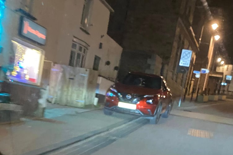 Cars parking on the narrow pavement in Bodmin virtually obstruct the pavement (Picture: Cllr Andy Coppin)