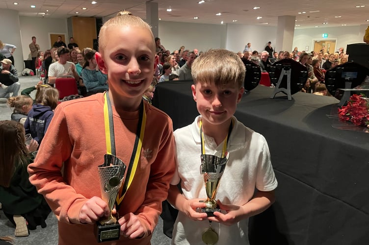 Antony's Jack Sanderson (left) was the winner of the Year 3/4 Boys individual prize ahead of Jacob Bloye (Harrowbarrow) and Nico Flood (Carbeile)