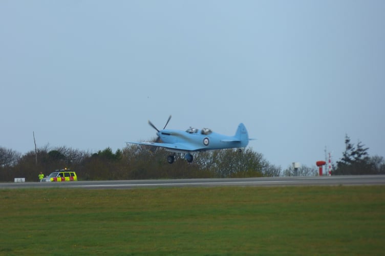 The Spitfire coming into land at RAF St Mawgan (Picture: Chyanne Barisan)