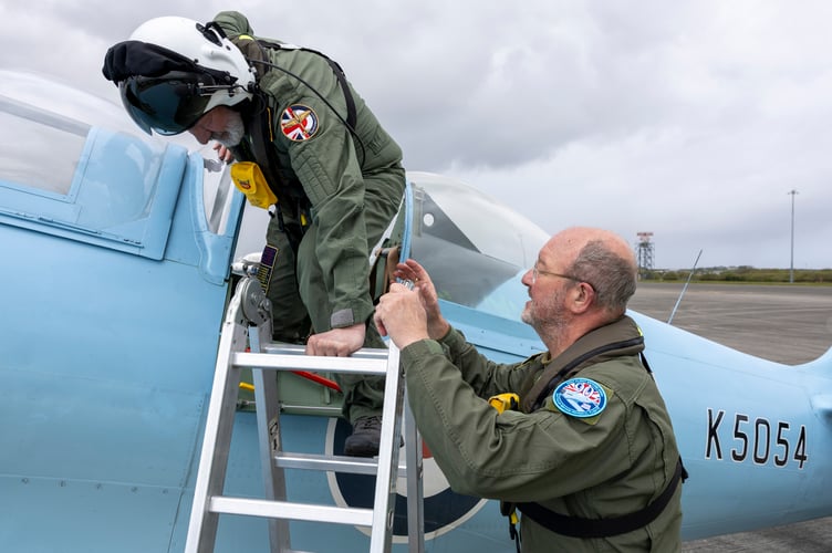 Image shows pilot, Mr Dave Stobie assisting passsenger Mr Ian Wood to exit the aircraft after landing at Cornwall Airport Newquay. A historic RAF Spitfire touched down in Cornwall today as part of the nationwide Spitfire 90 Tour, marking 90 years since the iconic aircraftâs first flight and raising funds for two important RAF charities.The legendary aircraft arrived at Cornwall Airport Newquay (CAN) at 1148 hrs on Thursday 16 April, drawing aviation enthusiasts, personnel and special guests eager to witness a living piece of British history.The visit formed part of the Spitfire 90 Tour, delivered by Spitfire.com and supported by the Battle of Britain Memorial Flight. The tour commemorates the Spitfireâs first flight in 1936 and aims to raise funds for both the Mark Long Trust and the RAF Benevolent Fund, supporting serving personnel, veterans and their families.Despite bestlaid plans, unpredictable weather required adjustments to the flyingprogramme, resulting in the Cornwall visit taking place on Thursday 16 April rather than the originally advertised date, Wednesday 15 April. The changes highlighted the complexities of operating historic aircraft and the importance of safety led decision making.Among those fortunate enough to witness the Spitfire on the ground was BAFTAawardwinning actor Warwick Davis.
