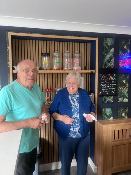 Residents enjoying the new sweet shop and cafe (Picture: Hatherleigh Nursing Home)