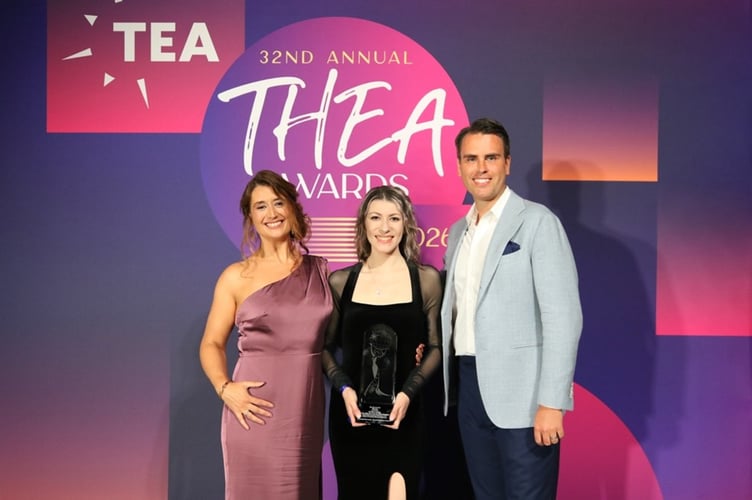 Claire Corbett, Head of Marketing, The Story of Emily, receiving the Outstanding Achievement Award at the 32nd Annual Thea Awards in Orlando, Florida