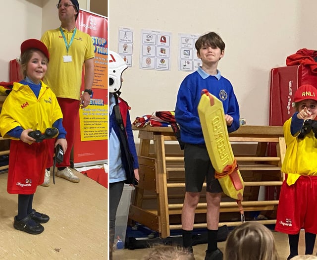 RNLI lifeguards teach pupils vital beach safety skills