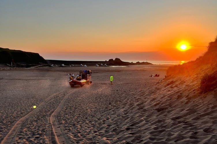 Bude Lifeboat on the sand