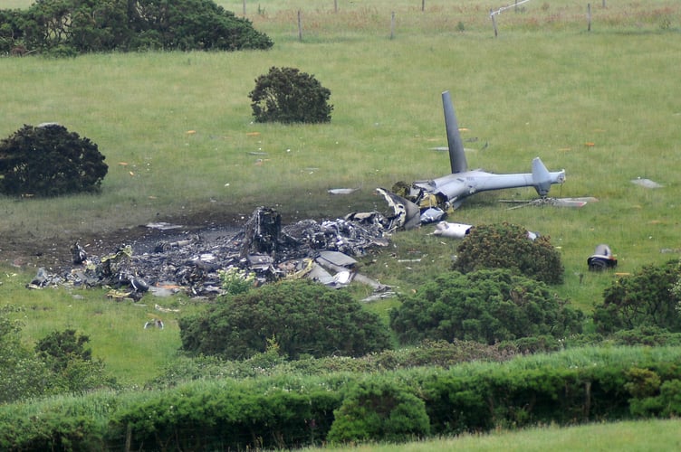 Royal Navy Merlin helicopter crash near at Sourton Down, Okehampton. 