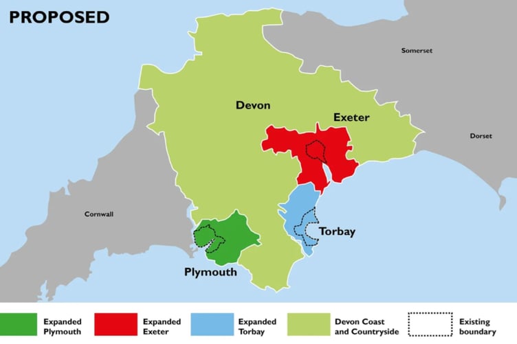 The expected boundaries of the four new councils that are likely to begin operating in 2028 when they replace the existing 11 councils