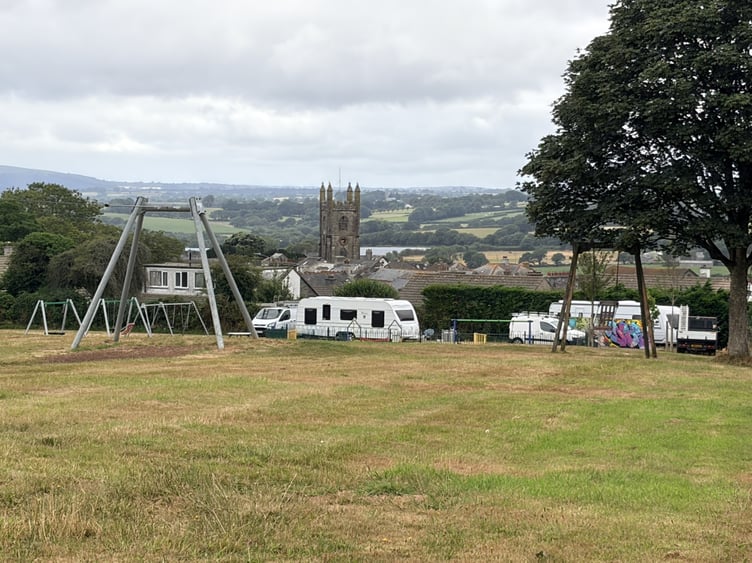 An unauthorised encampment had been set up in the Saltash Road Playing Field in Callington