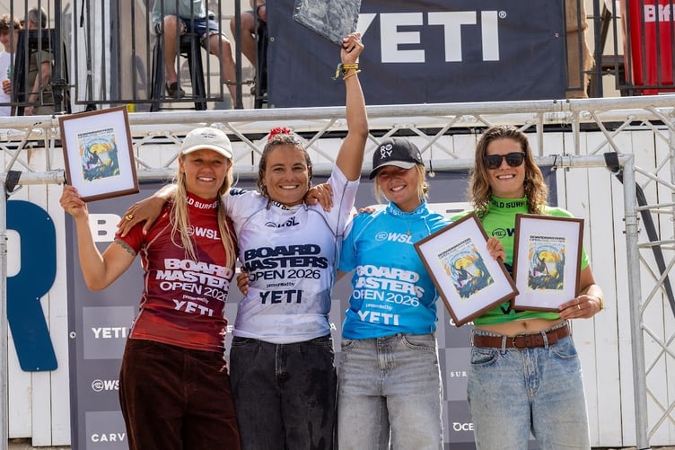 Bude surfer Emily Currie (far right) on the podium. (Picture: Jason Feast)