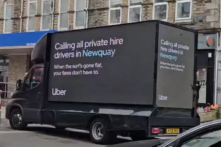 A van advertising for Uber drivers in Newquay (Submitted)