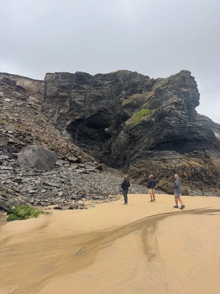 A team from Holywell Bay Surf Life Saving Club surveyed the scene to find thousands of tonnes of rock and debris scattered on the north end of the beach (Picture: Holywell Bay Surf Life Saving Club)