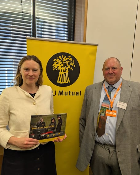 MP for South East Cornwall (Labour) Anna Gelderd with the Rural Crime Report and Sean Jackman from NFU Mutual