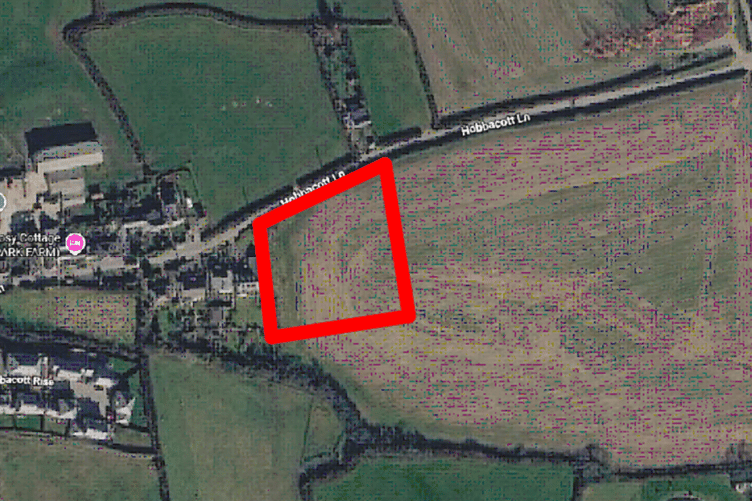 The site location in Marhamchurch where nine homes could be built (Picture: Cornwall Council)