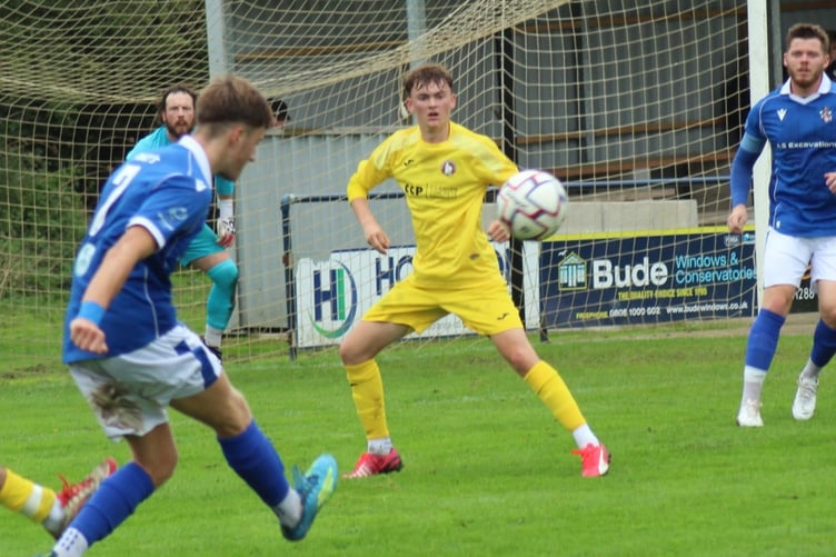 Winger Harrison Swatton curls a ball into the box.