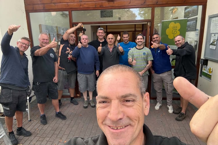 Jon Hutchings pictured with the team of volunteers from Sky (Picture: Jon Hutchings)