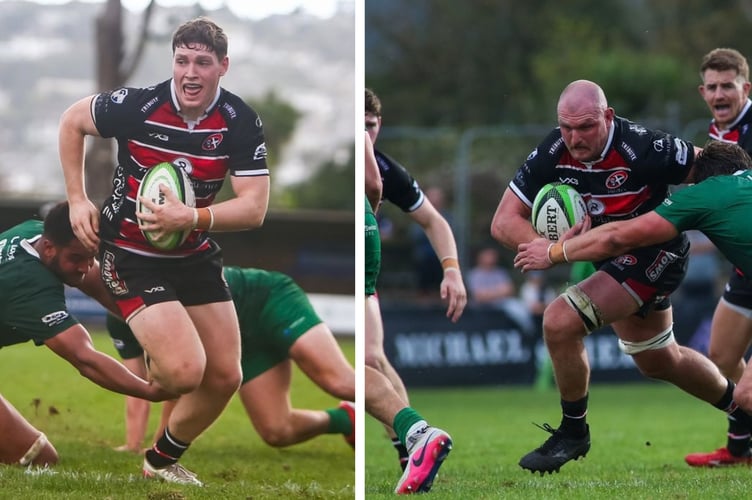 Nick Lilley (left) and skipper Alex Everett both crossed the try line for the Pirates.