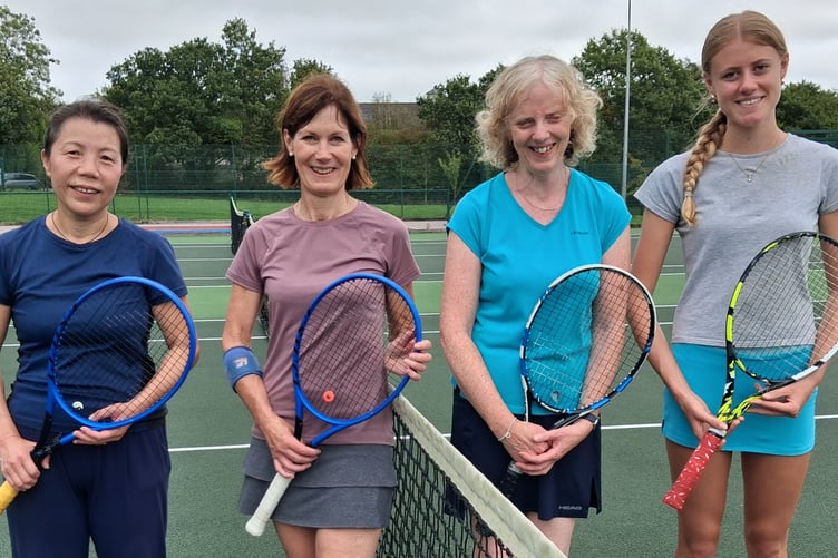 The ladies' doubles finalists which saw Mary Shanks (far right) and partner Suzanne Cole see off Yan Zhang and Ruth Cornish.