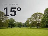 Cloudy Wednesday in Holsworthy with a high of around 14°C