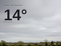 Holsworthy: cloudy day, high of around 13°C