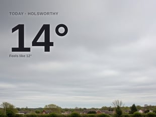 Holsworthy: cloudy day, high of around 13°C