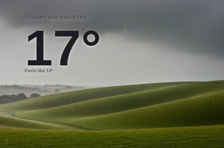 Holsworthy weather: heavy rain Monday with rain expected and a high of 17°C