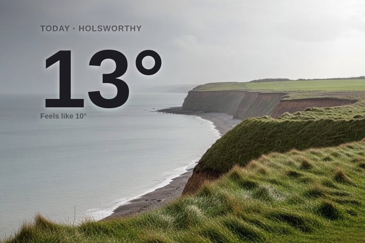 Holsworthy weather: cloudy Tuesday with rain expected and a high of 13°C