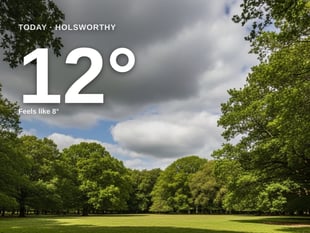 Holsworthy: cloudy day, high of 12°C